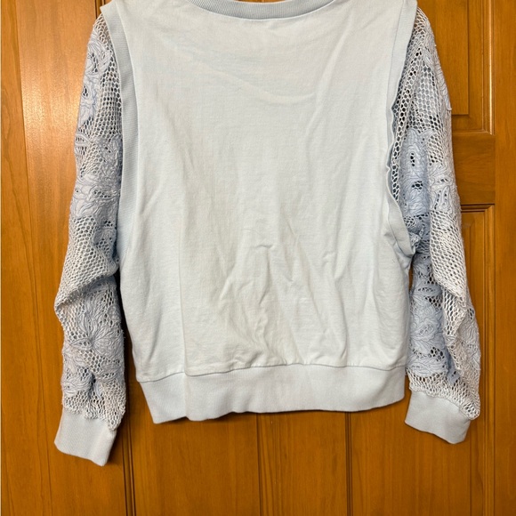 Anthropologie Light Blue Embroidered Sweatshirt - Picture 2 of 4